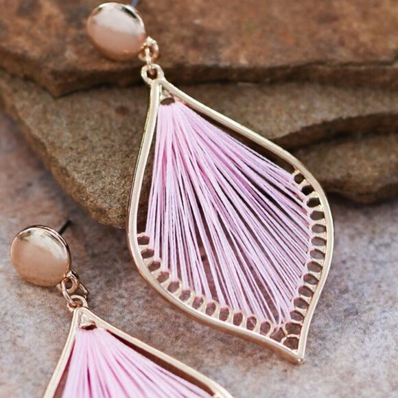 Pink & Gold Boho Drop Earrings – Statement Dangle Jewelry NWT - Picture 13 of 13